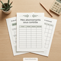 Mes abonnements sous contrôle | Suivi PDF à imprimer